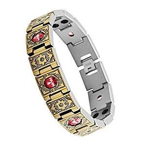 Red crystal width F coated titanium magnetic bracelet 4